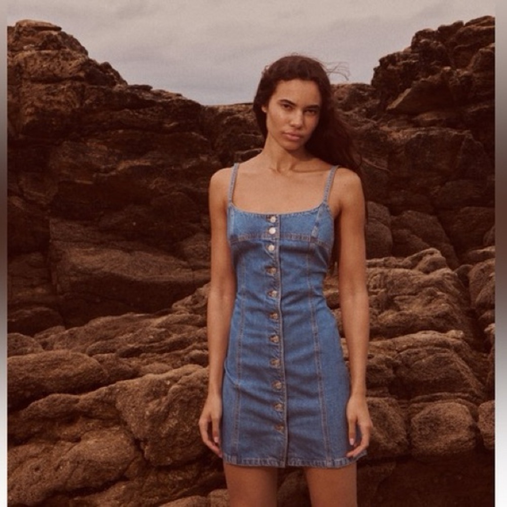 Zara Buttoned Denim Dress XS